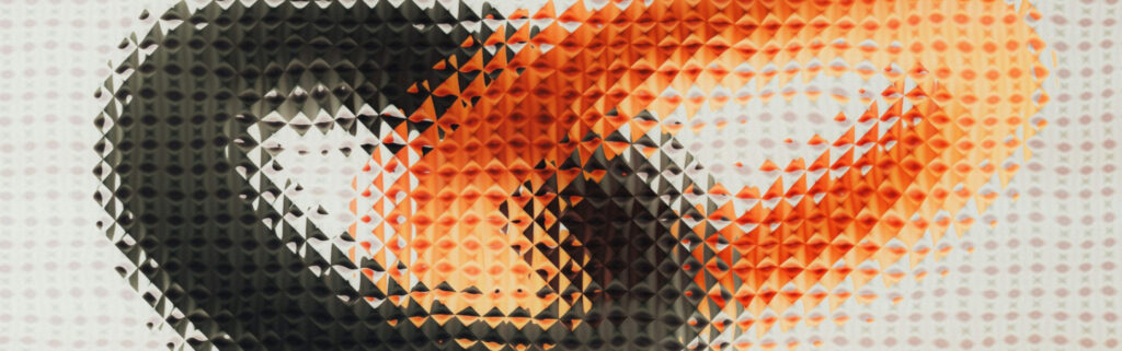 A black and orange circle intersected behind textured glass minimalist image desktop