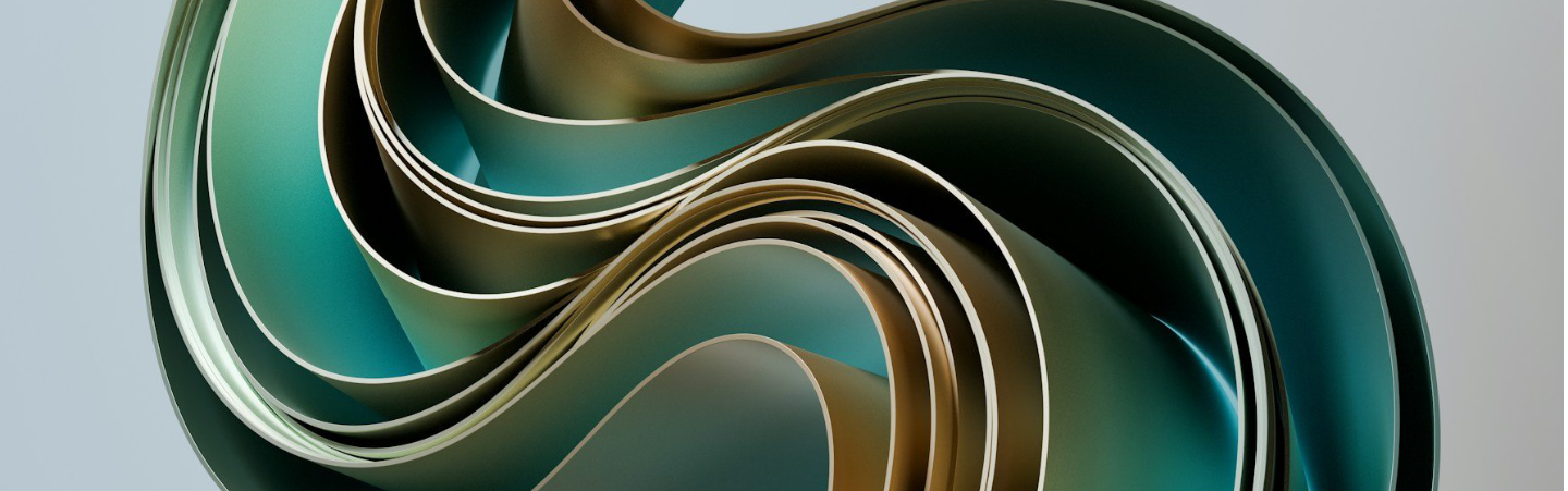 Curved green and gold metal minimalist futuristic image desktop